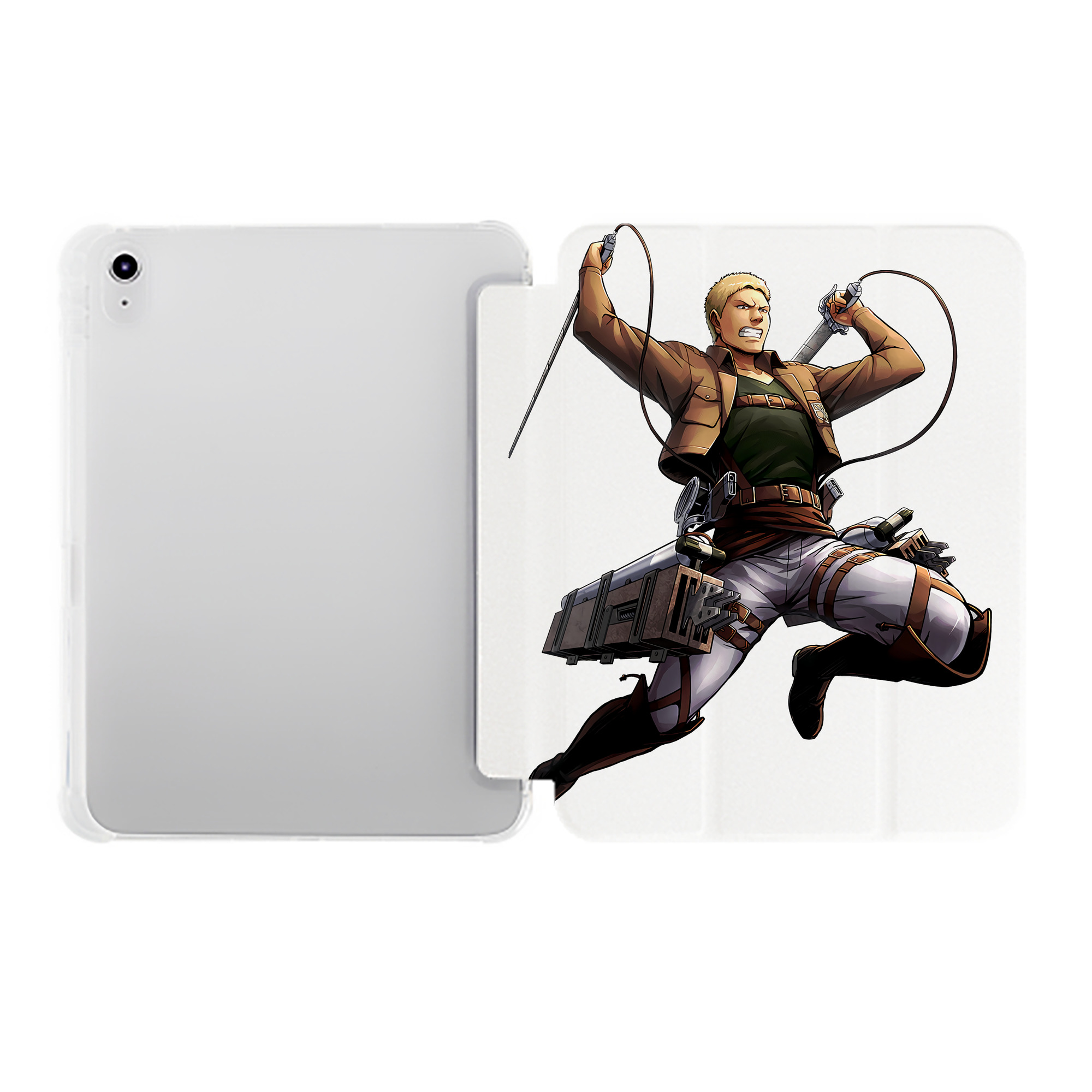 （画像用） 進撃の巨人 ライナー・ブラウン Attack on Titan Reiner Braun IPad ケース ペン収納付き 三つ折りスタンド PUレザー×シリコン 対応機種9.5/10.5/10.9インチ